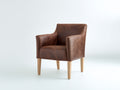 Sillones tapizados 82x76x78 cm - efecto piel marrón - patas de madera clara