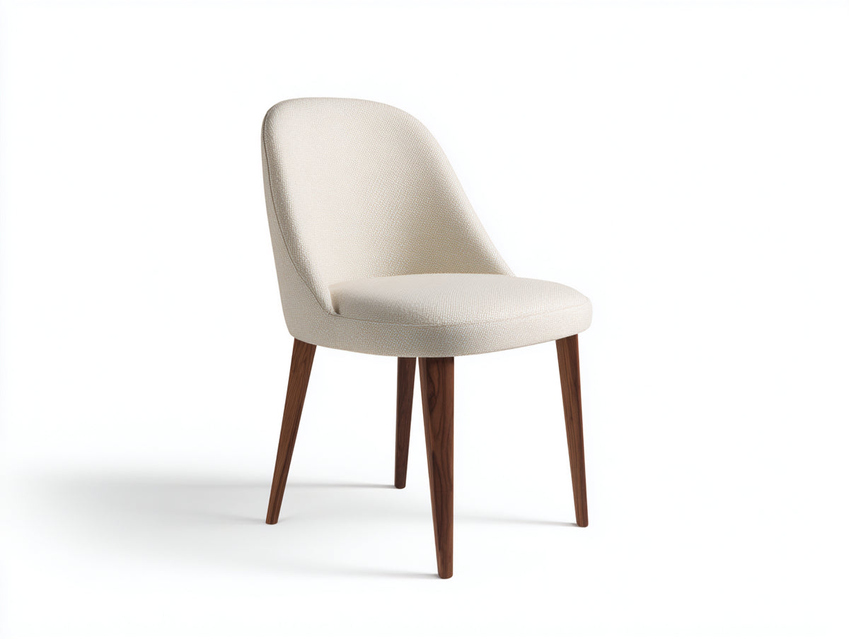 Sillas de comedor tela acolchada y madera 48x56x84 cm - Beige y nogal - diseño moderno