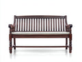 Bancos de jardín de madera maciza marrón oscuro 150x62x92 cm - respaldo de listones - diseño clásico para exterior