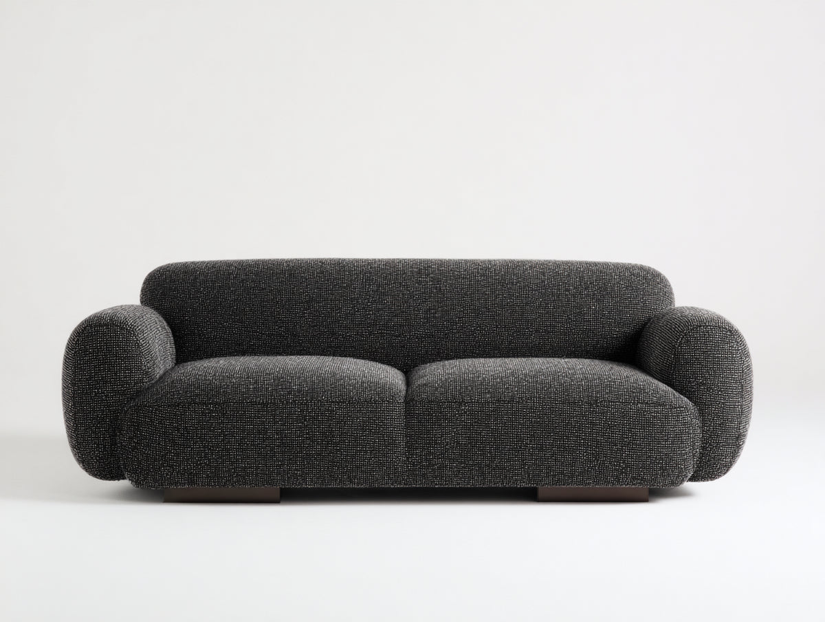 Sofás lineales tela texturizada 240x96x74 cm - Gris antracita - diseño moderno de tres plazas