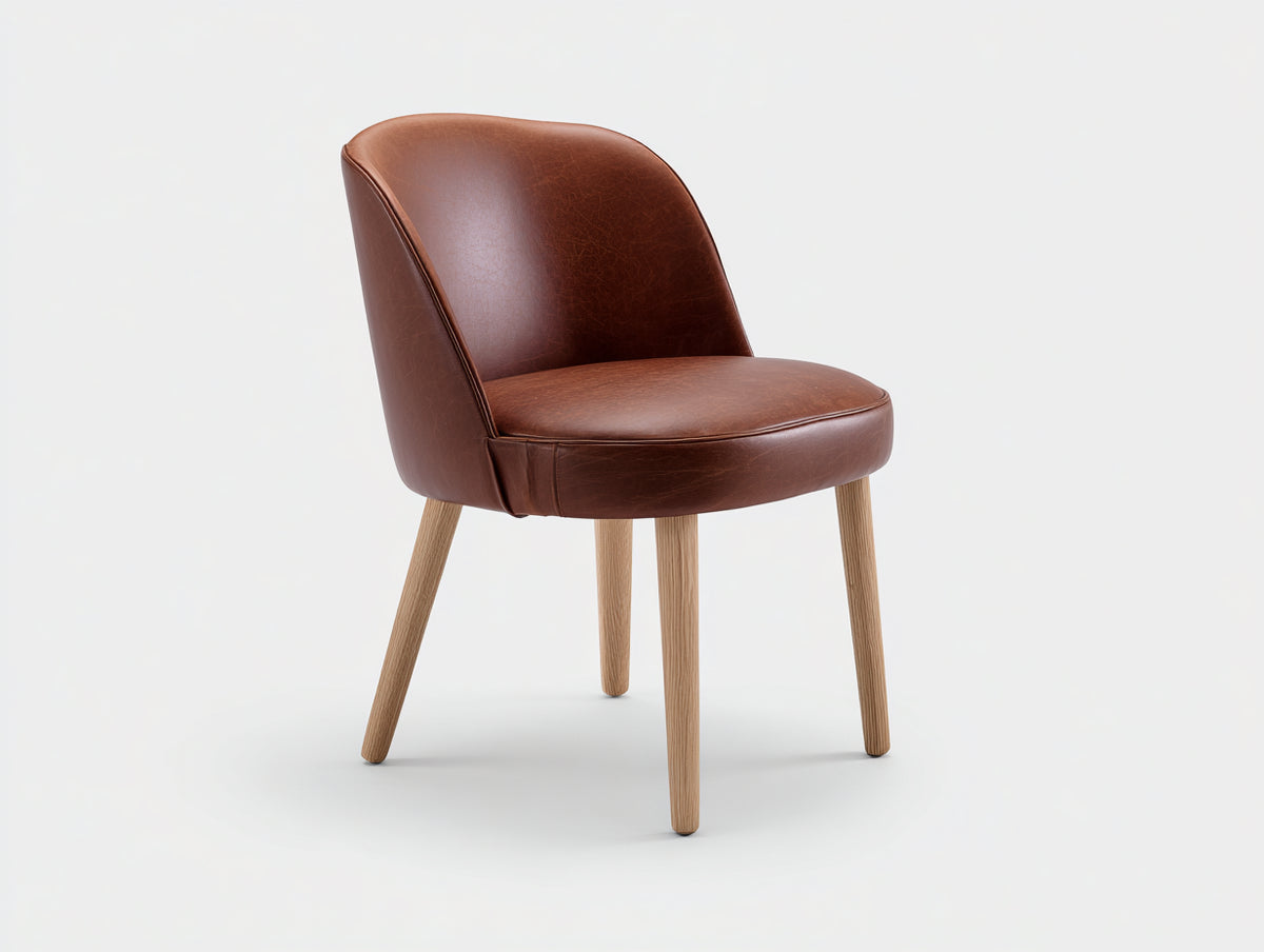 Sillas de comedor tapizadas 60x58x79 cm - efecto piel marrón oscuro - patas de madera clara
