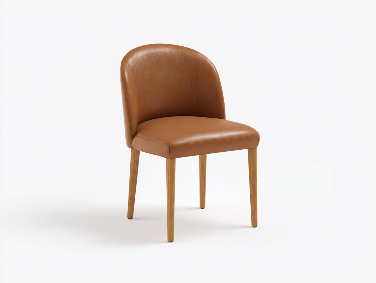 Sillas de comedor con tapizado de polipiel marrón y patas de madera 50 x 56 x 81 cm - estilo moderno curvo