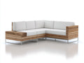 Sofás de exterior de madera 260x260x70 cm - natural y blanco - diseño esquinero