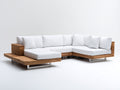 Sofás de exterior madera de acacia 310x240x78 cm - Madera natural y blanco - diseño modular moderno para terraza