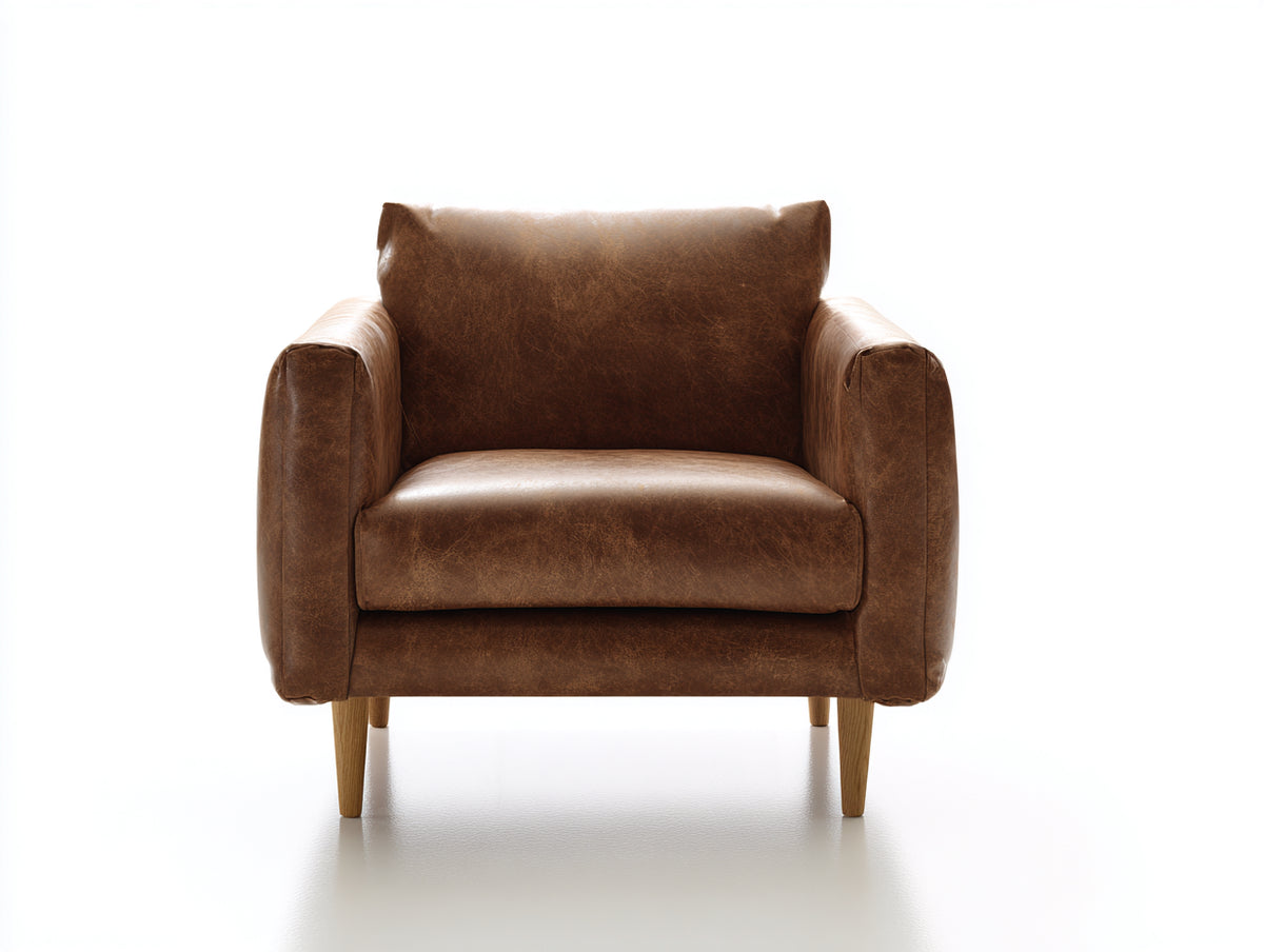 Sillones piel sintética 94x86x82 cm - Marrón envejecido y roble natural - diseño amplio para salón