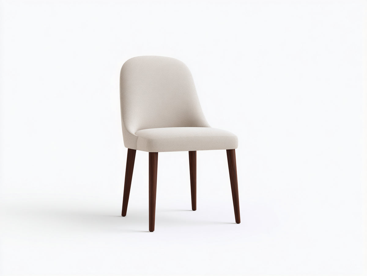 Sillas de comedor tapizadas en tela beige 50x56x82 cm - patas de madera nogal - diseño moderno para comedor