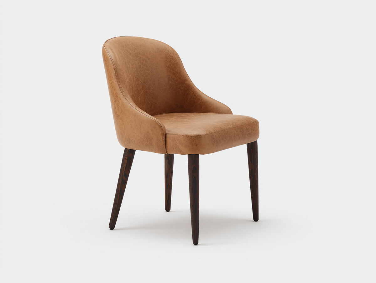 Sillas de comedor tapizadas 60x58x82 cm - efecto piel marrón - patas de madera