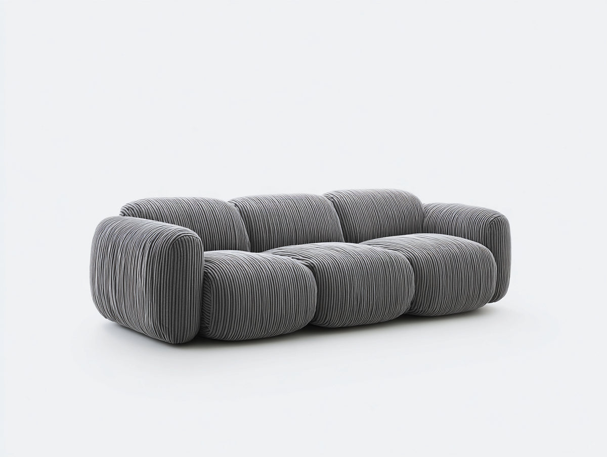 Sofás lineales tela de pana 260x98x72 cm - Gris - diseño moderno de tres plazas