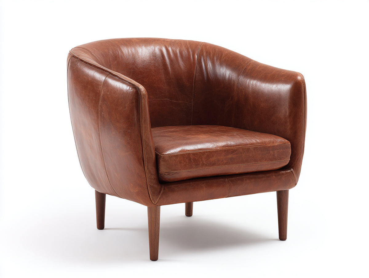 Sillones tapizados 94x82x76 cm - efecto piel marrón - brazos redondeados