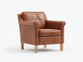 Sillones tapizado en polipiel marrón con patas de madera natural 86 x 80 x 84 cm - estilo clásico con reposabrazos redondeados