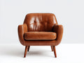 Sillones tapizado en polipiel marrón envejecida y patas de madera 82 x 78 x 82 cm - estilo vintage con respaldo capitoné