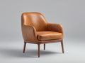 Sillones tapizado en polipiel marrón coñac con patas de madera 84 x 80 x 83 cm - estilo moderno con reposabrazos