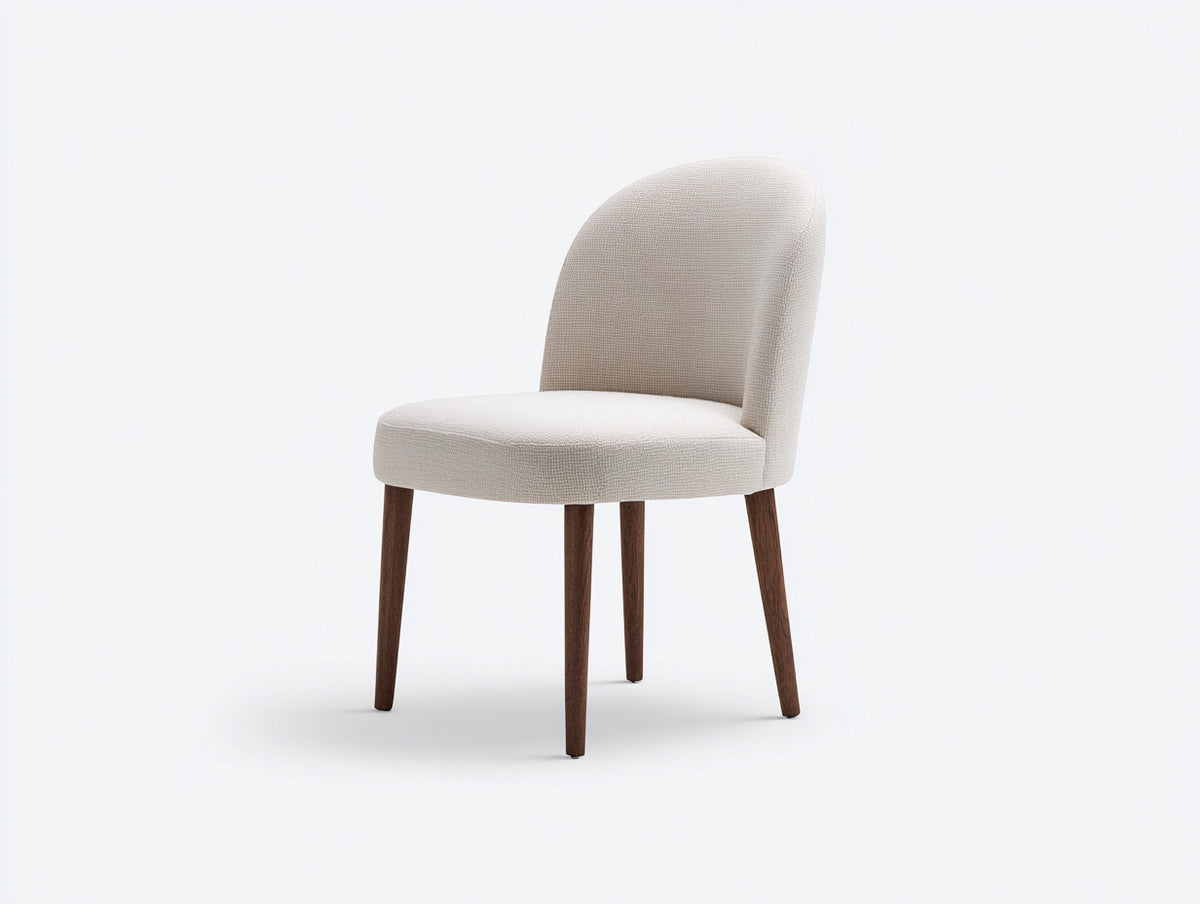 Sillas de comedor tejido texturizado 52x57x82 cm - Beige y nogal oscuro - respaldo redondeado moderno