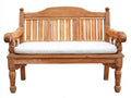 Bancos de jardín de madera natural con cojín blanco 140 x 60 x 96 cm - estilo clásico con reposabrazos