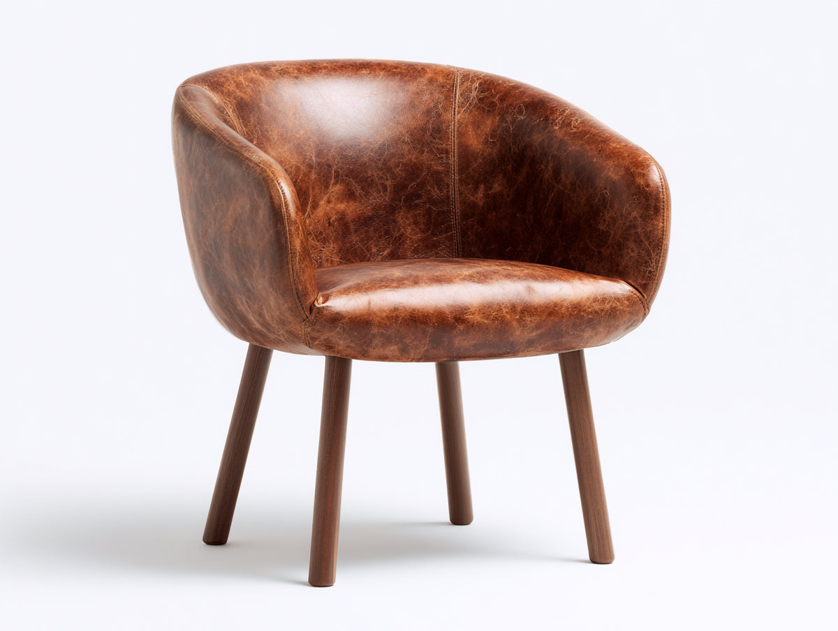 Sillones piel sintética 76x72x79 cm - Marrón vintage y nogal - diseño envolvente para salón