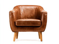 Sillones piel sintética 83x76x78 cm - Marrón coñac y roble natural - diseño vintage para salón