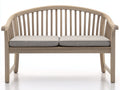 Bancos de jardín madera y cojines 150x62x90 cm - Roble claro y beige - diseño clásico con respaldo curvo