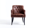 Sillones tapizados 78x74x80 cm - efecto piel marrón - patas negras capitoné