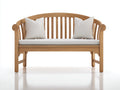 Bancos de jardín de madera natural con cojín blanco 150 x 62 x 88 cm - respaldo curvo y reposabrazos