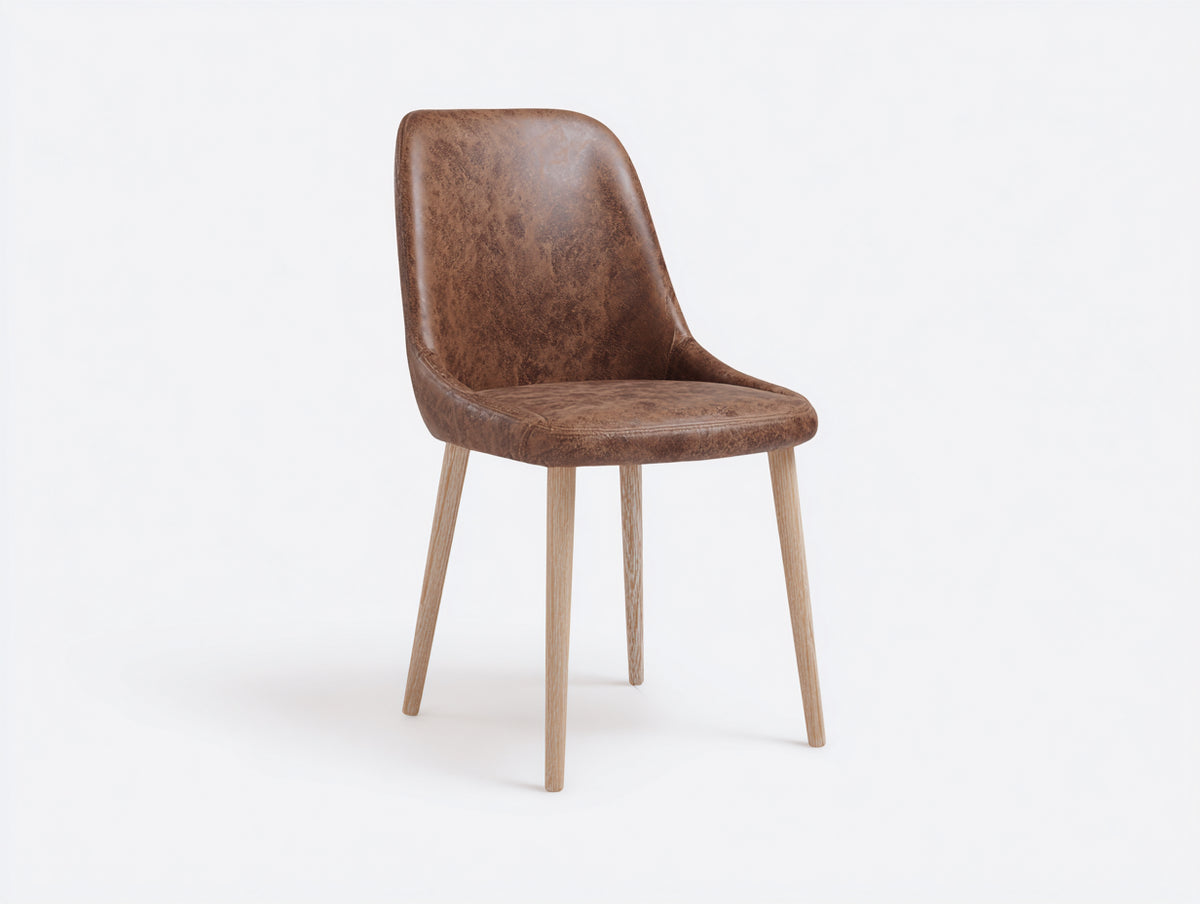 Sillas de comedor piel sintética 49x56x86 cm - Marrón y roble claro - diseño moderno para comedor