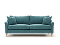 Sofás lineales tapizados 220x86x82 cm - tejido azul turquesa - patas de madera