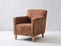Sillones tapizado efecto cuero y madera 76x78x84 cm - Marrón cuero y roble natural - diseño clásico con brazos